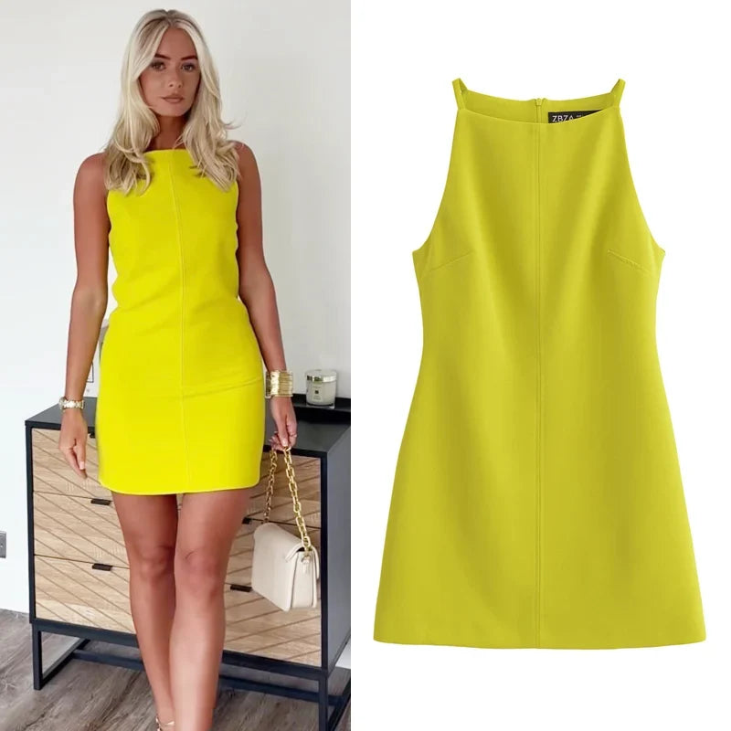Fashion Summer Dresses 2024 Womens Dresses Bodycon Sleeveless Mini Dress White Red Blue Black Yellow Dress Vacation Dresses