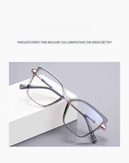 Simple Design Fashionable Large Frame Anti-Blue Light Glasses Women's Reading Glasses Customizable Prescription PFD2208