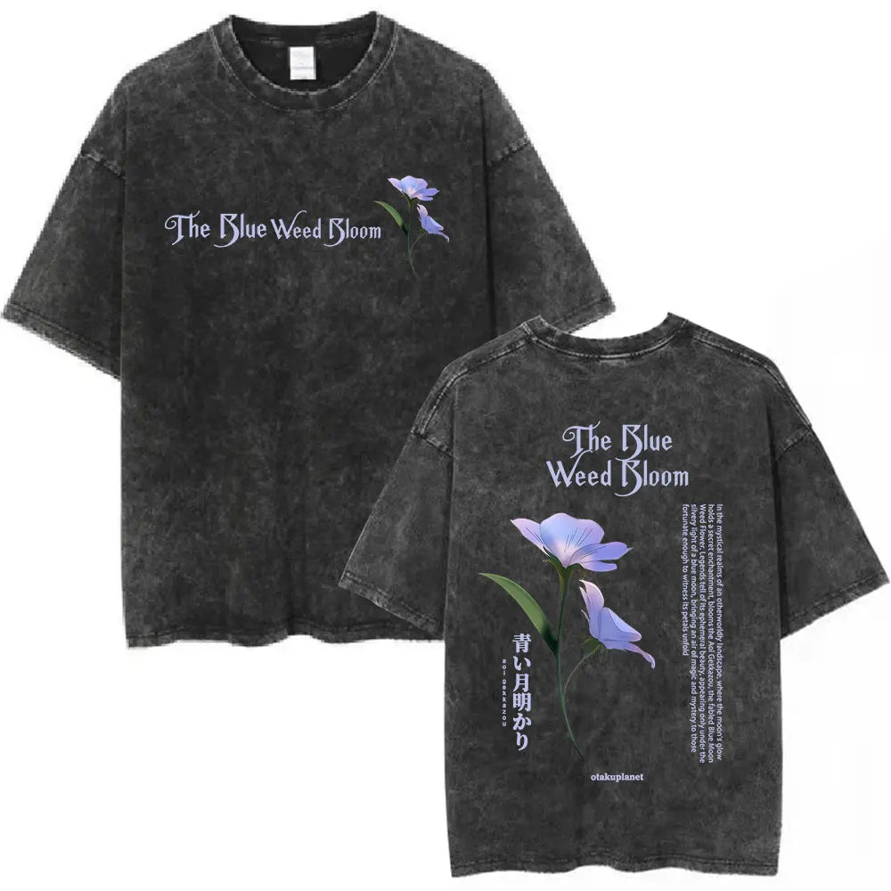 Anime Frieren: Beyond Journey's End Graphic Washed Vintage T-shirt Men's Women Fashion Short Sleeve Cotton Casual Loose T Shirts