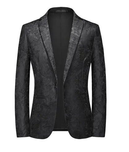 Classic Black Jacquard Suit Male Business Casual Coat Fashion Men Wedding Party Tuxedo Dress Blazers Slim Fit Tops