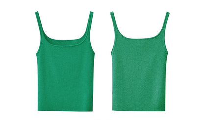 Women's Tank 2026 Summer New Solid Color Slim Fit Short Cami Square U-Neck Crop Sleeveless Layering Vest For Women 12622083