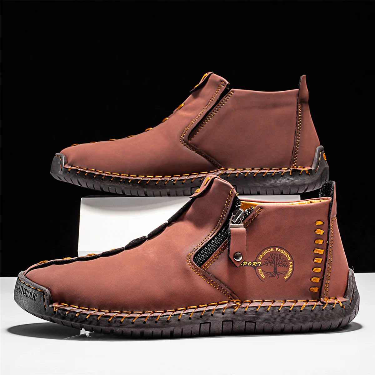 2026 New Style Comfortable Loafers Fashion Ethnic Style Casual Shoes Men's Slip-on Spring Breathable Boots Plus Size Ankle Boots
