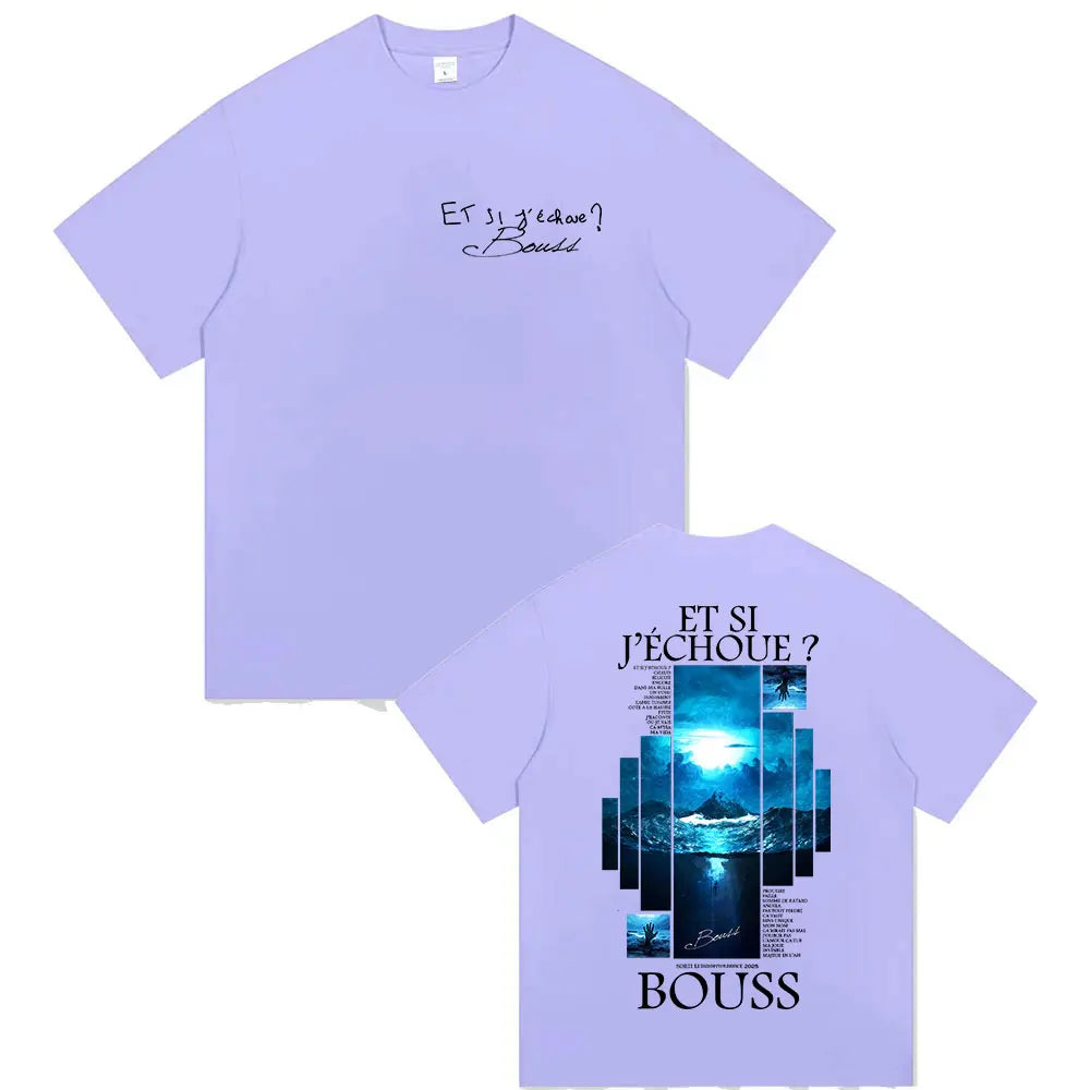 Rapper BOUSS ET SI J'ECHOUE ?  Tour 2025 Graphic T Shirt Men's Retro Hip Hop Short Sleeve T-shirts Pure Cotton Tshirt Streetwear