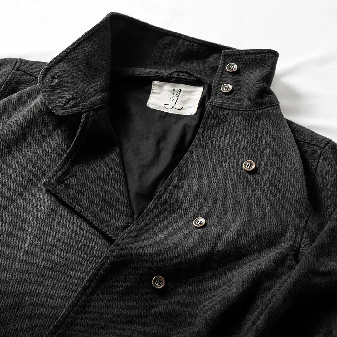 Y2k Fencing Jacket Vintage Wash Gradient Irregular Buttons Unisex Jacket Gothic Harajuku Streetwear Canvas Cotton Casual Jacket
