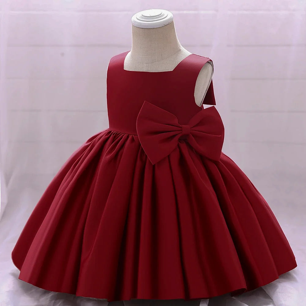 Big Bow Baby Girls Party Dress Toddler 1st Birthday Baptism Princess Kids Dresses for Girl White Wedding Prom Christmas Costumes