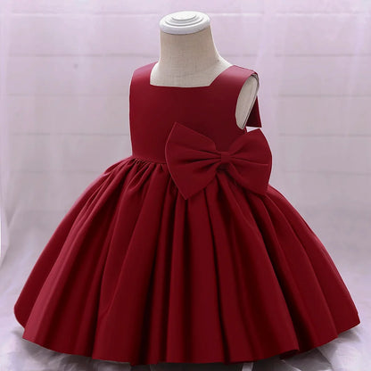 Big Bow Baby Girls Party Dress Toddler 1st Birthday Baptism Princess Kids Dresses for Girl White Wedding Prom Christmas Costumes