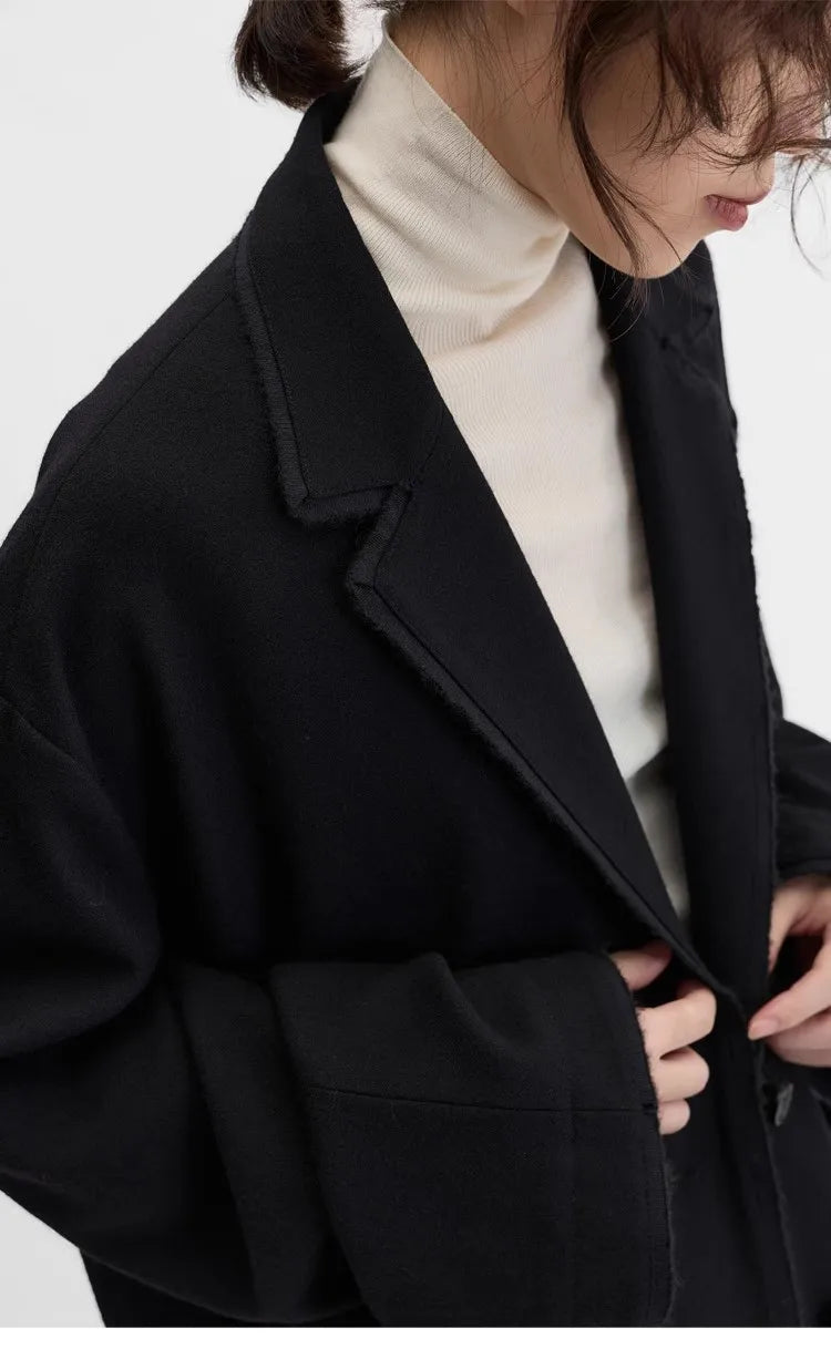 Australian Wool~Woolen Coat, Lightweight Lapel Collar, Straight Silhouette Blazer, Women's New Winter Style