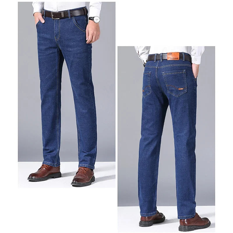 2024 Fashion Men Stretch Loose Straight Jeans Casual Elastic Slim Fit Denim Pants Male Brand Business Trousers Large size 38 40