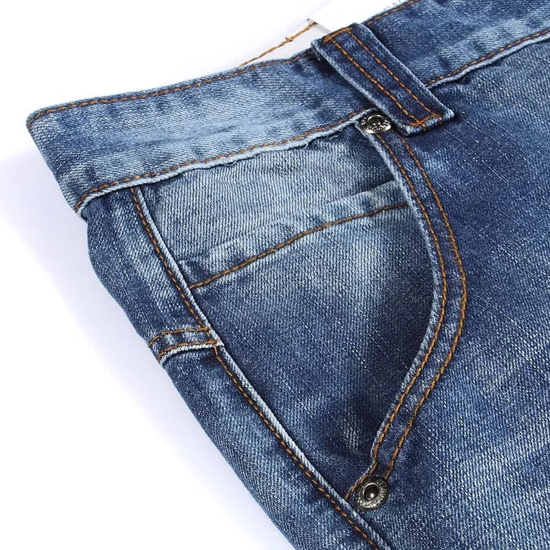 Mens Baggy Jeans Spring and Autumn New Fat Guy Large Size Fashion Multi-pocket Wide Loose Jeans Mens Denim Trousers