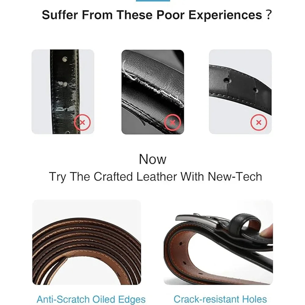 Men's Leather Belt Needle Buckle Belt Casual Genuine Leather LONG Large Belts Cowhide Belts for Man