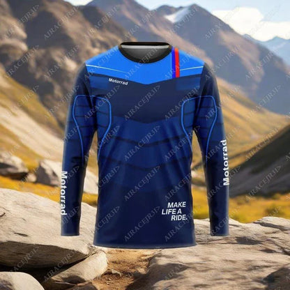 Jerseys ADVENTURE Riding Sport Travel Long sleeve T-Shirt Summer Blue Motorcycle Racing Team Anti-UV Not Fad