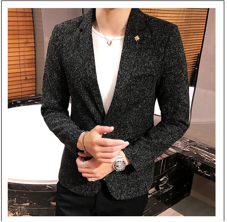 New Boutique Men's Solid Color British Style Fashion Casual Business Job Interview Gentleman Party Best Man Dress Suit