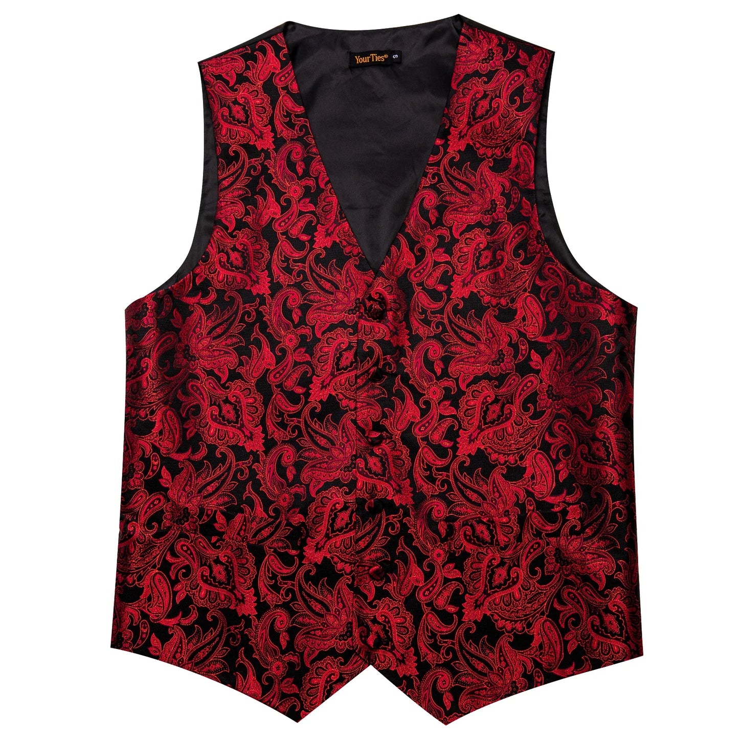 Mens Royal Blue Red Bronwn Orange Vest Tie Hanky Cufflinks Set Paisley Waistcoat Sleeveless for Male Wedding Busniess