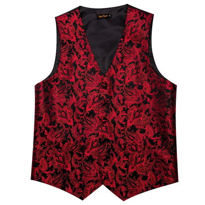 Mens Royal Blue Red Bronwn Orange Vest Tie Hanky Cufflinks Set Paisley Waistcoat Sleeveless for Male Wedding Busniess