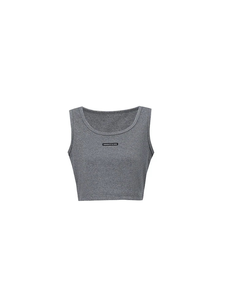 Women's Ribbed Sleeveless Top 2026 Summer U-Round Neck Short Tank Slim Fit Cropped Cotton Casual Vest For Women 12621099