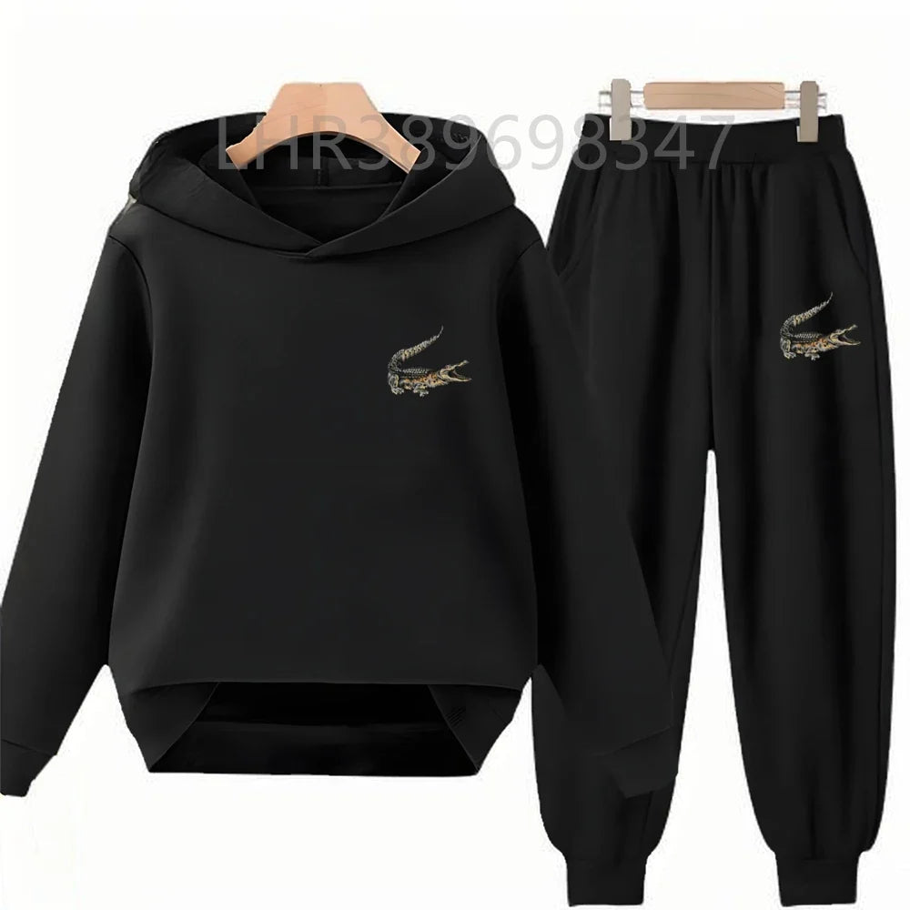 American Crocodile Hoodie Kids 3-12 Years Boys Girls Casual Tops+Pants Sets Children Long Sleeves Autumn New Fashion Clothes