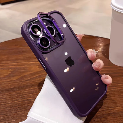 Premium Lens Holder Phone Case For iPhone 11 12 13 14 15 16 17 Pro Max Plus Shockproof Armor Transparent Cover Lens Protector