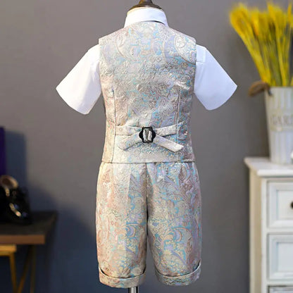 5PCS Children's Formal Vest Suit Wedding Birthday Baptism Party Boy Gown Piano Performance Costume Kids Waistcoat Sets A2174