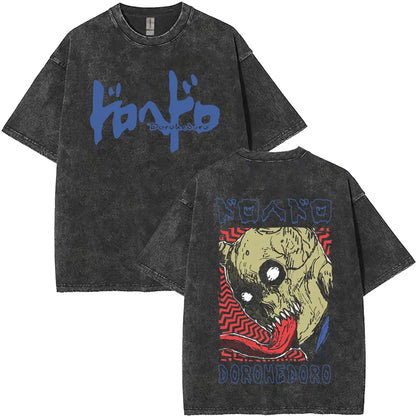 Anime Dorohedoro Kaiman Washed T-Shirt Men's Women Clothing Hip Hop Gothic Y2k T-Shirt Oversized Short Sleeve Cotton Tees Tops