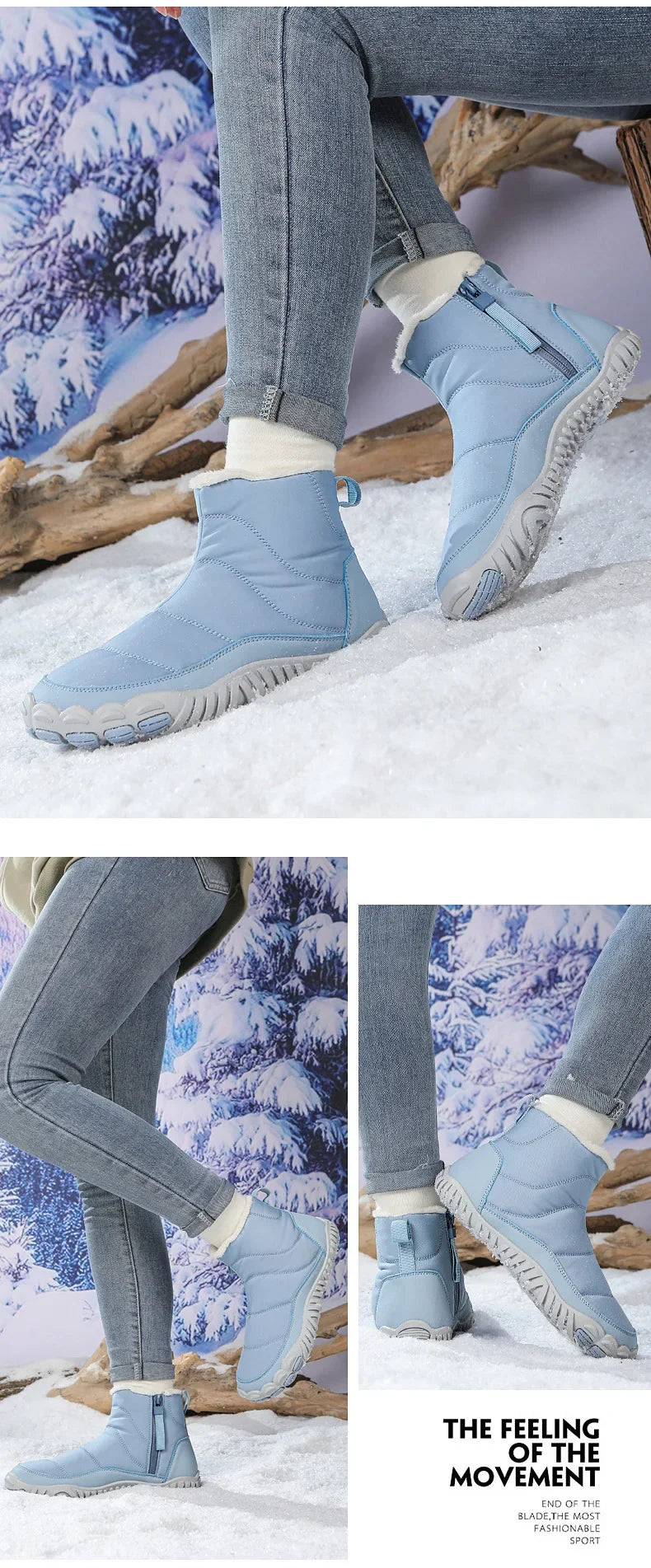 Cotton Boots Men/women Large Size 47 Waterproof Snow Boots Winter Warm  Comfort Zipper Anti Cold Non-slip Cotton Boots