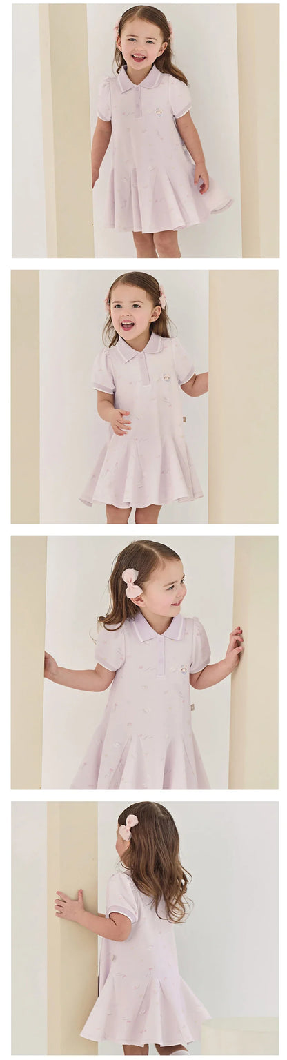 Girls Summer Princess Dress Casual Cute Kids Printed Polo Short Sleeve Dress Formal Party Knitted Clothes DB2262445