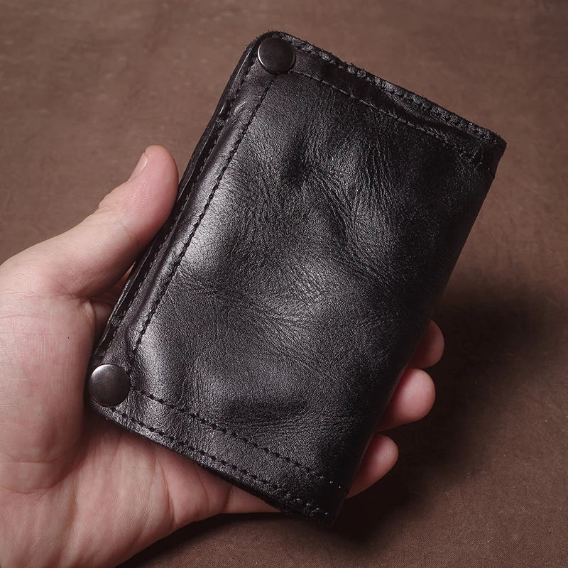 Luxury Brand Men's Genuine Leather Wallet High Quality Vintage Bifold Money Clip Credit Card Holder with Zipper Coin Pocket