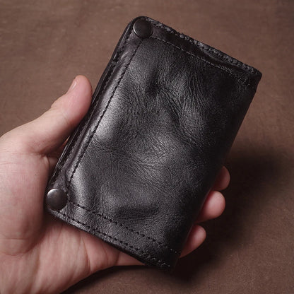 Luxury Brand Men's Genuine Leather Wallet High Quality Vintage Bifold Money Clip Credit Card Holder with Zipper Coin Pocket
