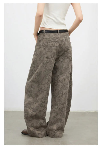 New Women Jeans Loose Casual High Waist Wide Leg Denim Pants Paisley Female Trousers Spring Autumn 2026