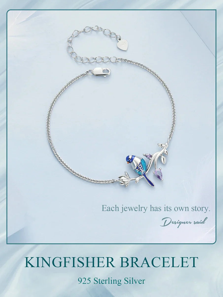 925 Sterling Silver Kingfisher Bracelet Original Design Bracelet Women Silver Jewelry for Party BSB127