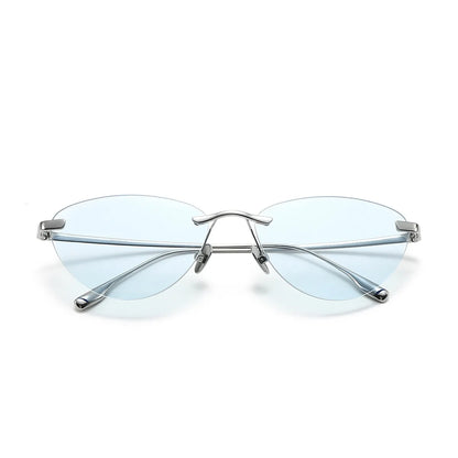 Frameless Cat Eye Sunglasses Fashion New Irregular Sun Glasses Titanium Men Driving Glasses Women Outdoor UV Resistant Eyewear