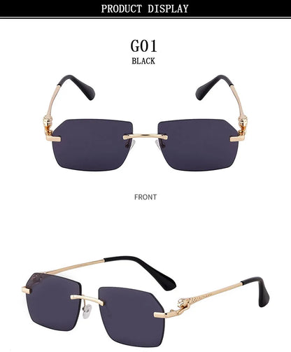 Rimless Sunglasses Women 2024 Luxe Vintage Designer Sunglasses For Men Retro Fashion Glasses De Sol Mujer Lunette Soleil Femme