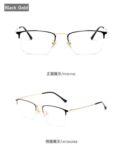 New Titanium Rectangular Classic Business Half-rim Anti-blue Light Reading Glasses Men's Customizable Prescription 8017JX
