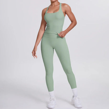 Yoga Top Set Fitness Gym Suit Training Sleeveless Sport Gym Tops Crossover Back Sports Underwear Tummy Control Slimming