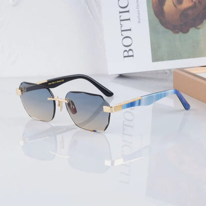 Rimless Luxury Sunglasses Gradient Square Handmade Germany Top Quality Designer Fashion Trendy UV400 Men Women Gafas