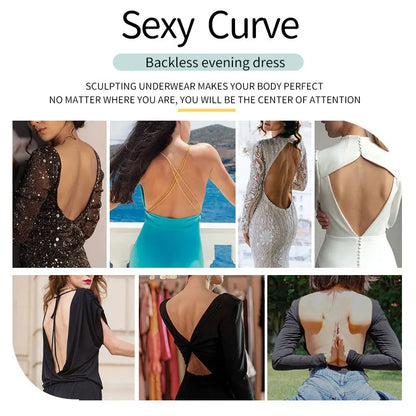 One-Piece Deep V-Neck Push Up Body Shapewear Bodysuit Women's Thong Bottom Underwear Slimming U-Shaped Low Back Backless Corset