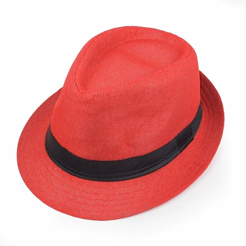 New Summer Linen Fedora Jazz Hat British Style Unisex Straw Hat Beach Sun Hat Sun Protection Korean Style Sun Hat