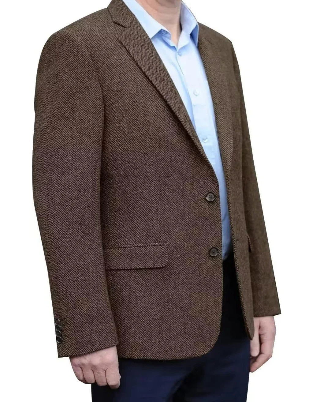 Premium Men's Suit Brown Blazer Prom Tuxedos Herringbone Tweed Single Breasted Formal Bussiness Jacket for Wedding（Only Coat）