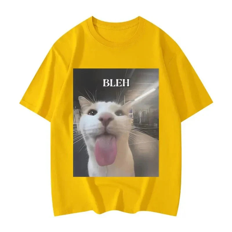 Bleh Funny Cat Meme Graphic Printed T Shirts Women Clothing Fashion Trend T-shirts Summer Casual Short Sleeve Clothing