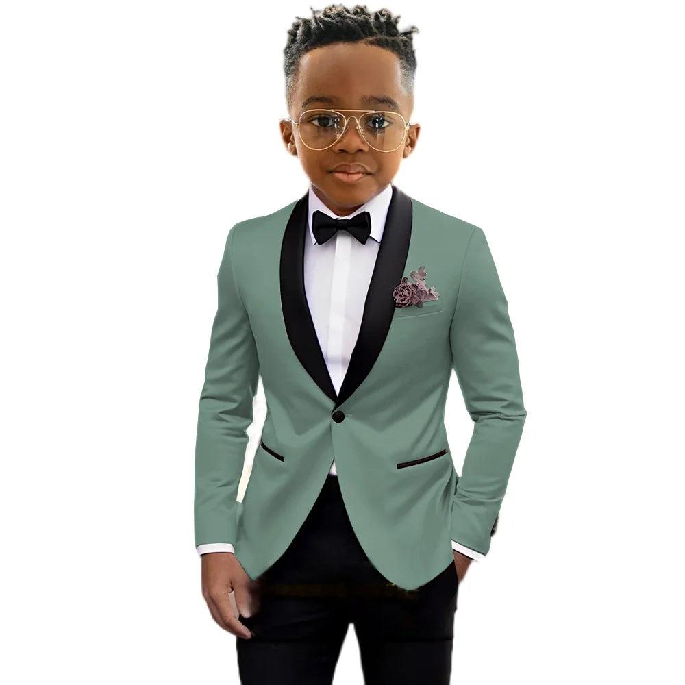 2026 New Classic Shawl Lapel Boys Slim Fit Suits 2 Pieces Wedding Guest Outfit Formal One Button Children's Tuxedo Party Wear
