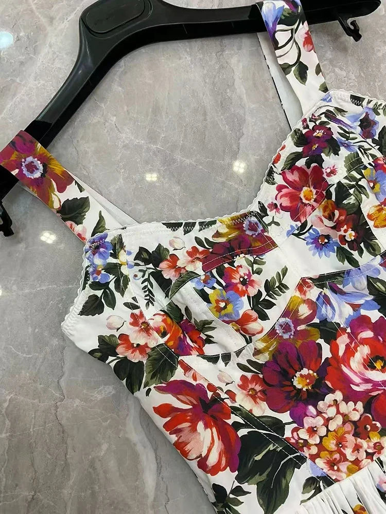 2026 New Women's Dress Sexy Spaghetti Strap Backless Fashion Print Cotton Casual Holiday Dresses