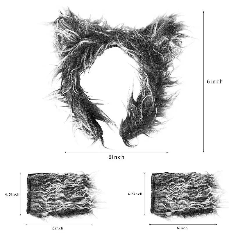 Girls Wolf Ear Headband Tail Skirt Mask Suit Wolf Cosplay Costumes Children Stage Costume Birthday Gift Halloween Animal Dress