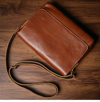 Men's High Quality Genuine Leather Shoulder Bag Vintage Flap Crazy Horse Cowhide Messenger Bag Daily Casual Crossbody Bags