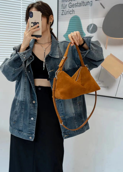 Genuine Grade Autumn Winter Big Boston Luxury Designer Tote Soft Matte Suede Leather Women Handbag Female Shoulder Crossbody Bag