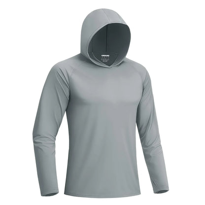 Sun Protection Shirts Mens Long Sleeve Hoodie Casual UV-Proof T-Shirts Breathable Lightweight Quick Dry T shirts Swim