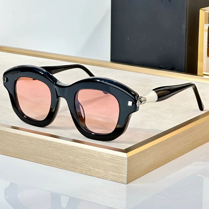 Handmade Sunglasses Men Women Thick Acetate Germany Trendy Luxury Brand Square Design Classical Cat Eye UV400with Case