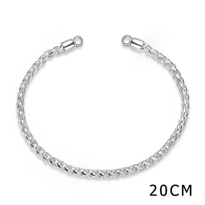 Authentic 925 Sterling Silver Snake Chain Bracelet Bangle with Lobster Clasp Beads DIY Women Charm Bracelets Women Fine Jewelry