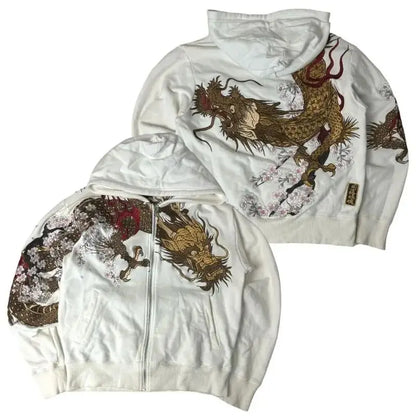 Sweatshirt Jacket Zipper Hoodie Apricot Print Letters Cartoon Fashion Multifunctional Retro Y2K High Street Men's and Women's