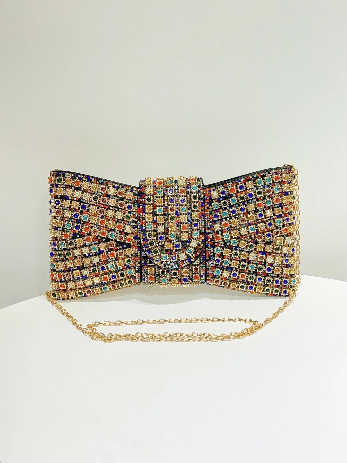 2025 Luxury Bow Design Sequin Dinner Clutches Metal Chain Shoulder Bag Wedding Reception Storage Bag Haute Banquets Evening Bags