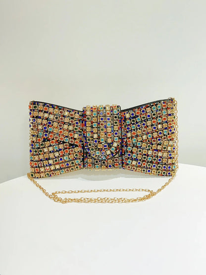 2025 Luxury Bow Design Sequin Dinner Clutches Metal Chain Shoulder Bag Wedding Reception Storage Bag Haute Banquets Evening Bags