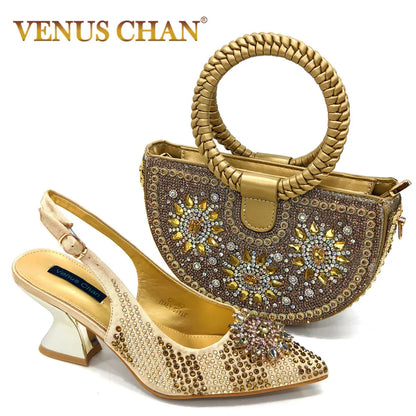 Elegant Women's Shoes and Bag Sets Wedding Party Bags and Shoes Comfortable Mid Heel Shoes Commuting Shoes for Women
